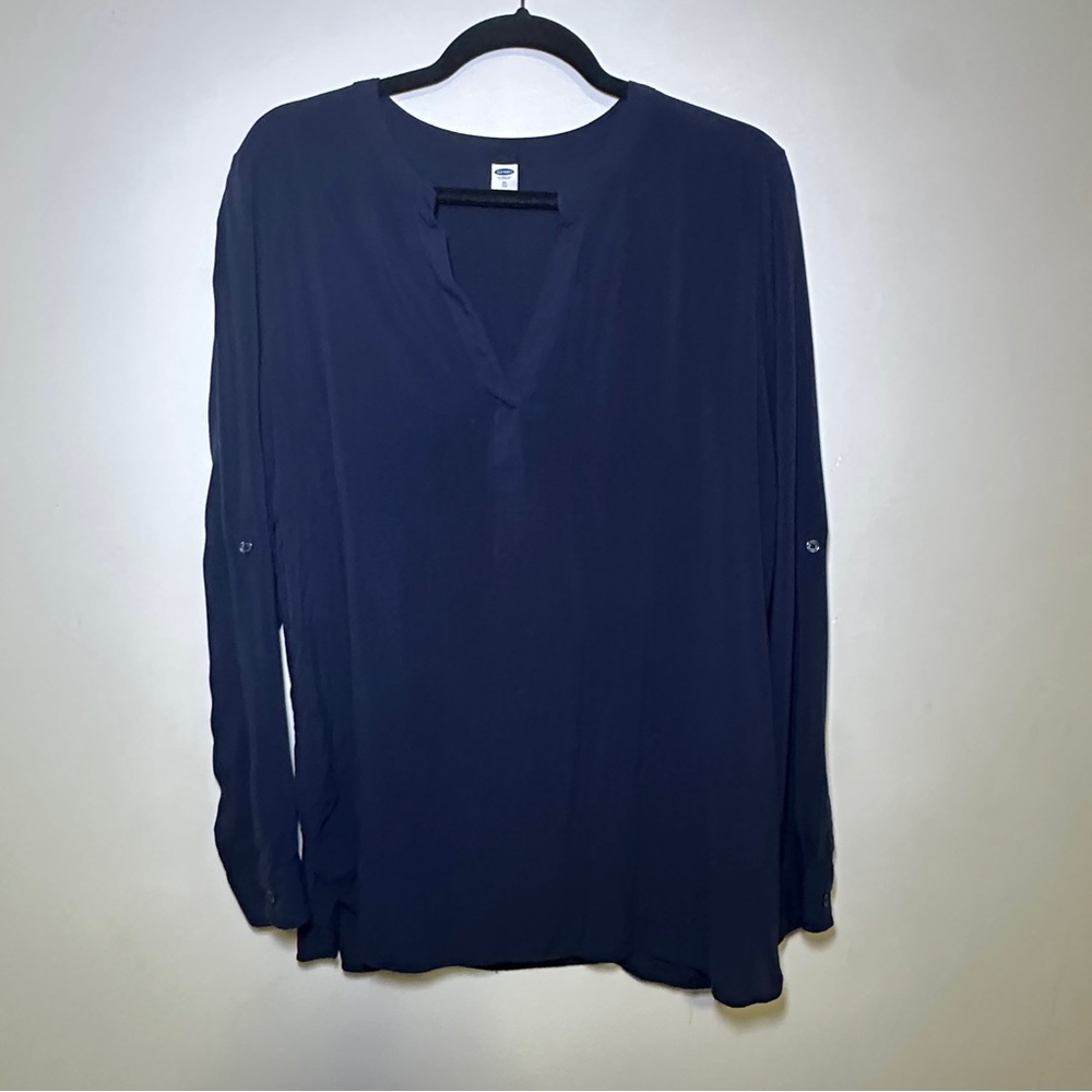 Vintage Old Navy Blue Women's V Neck Tunic Blouse Top